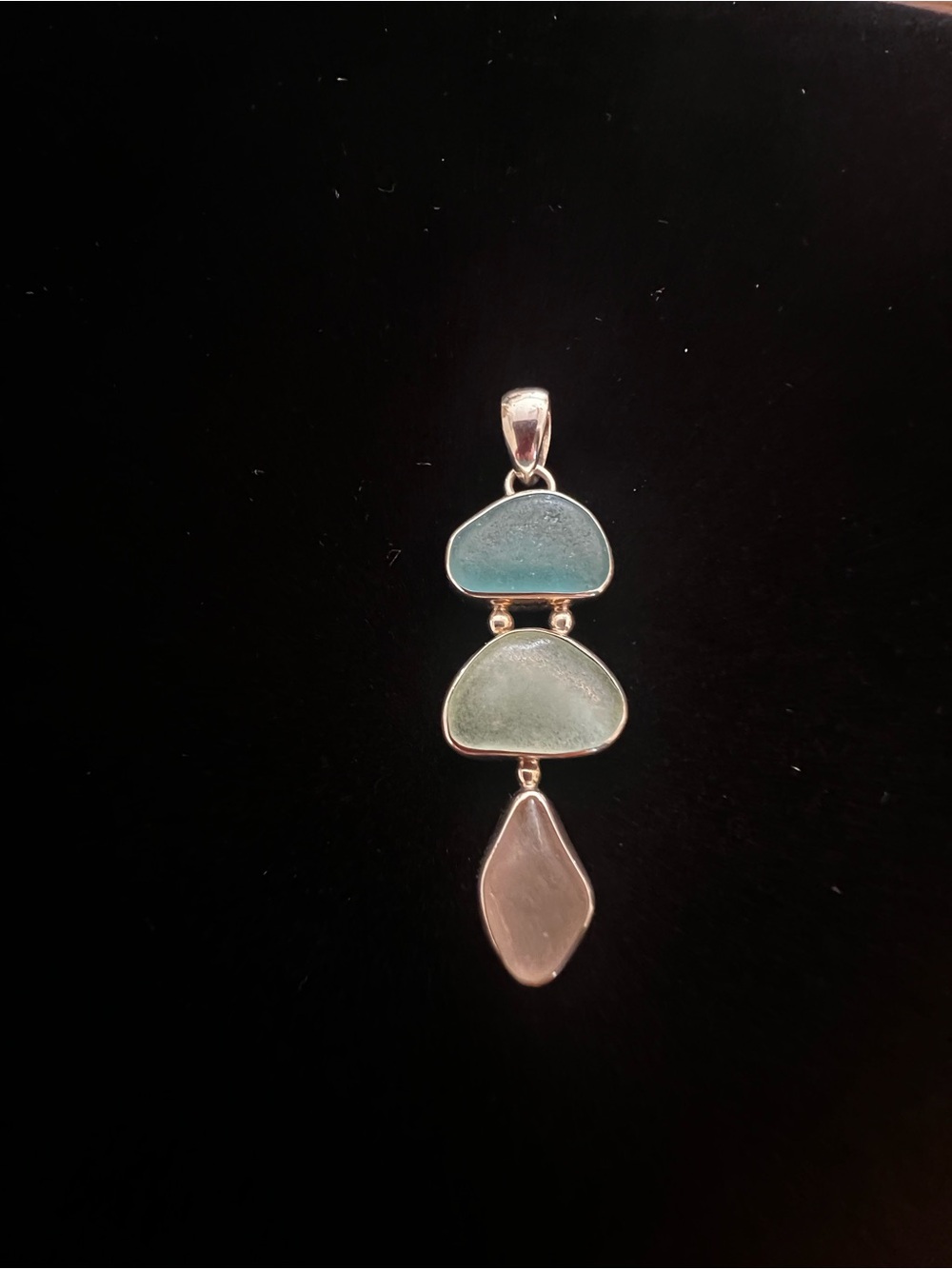 Lita Triple 925 Sea Glass Pendant New In Box - Picture 3 of 4